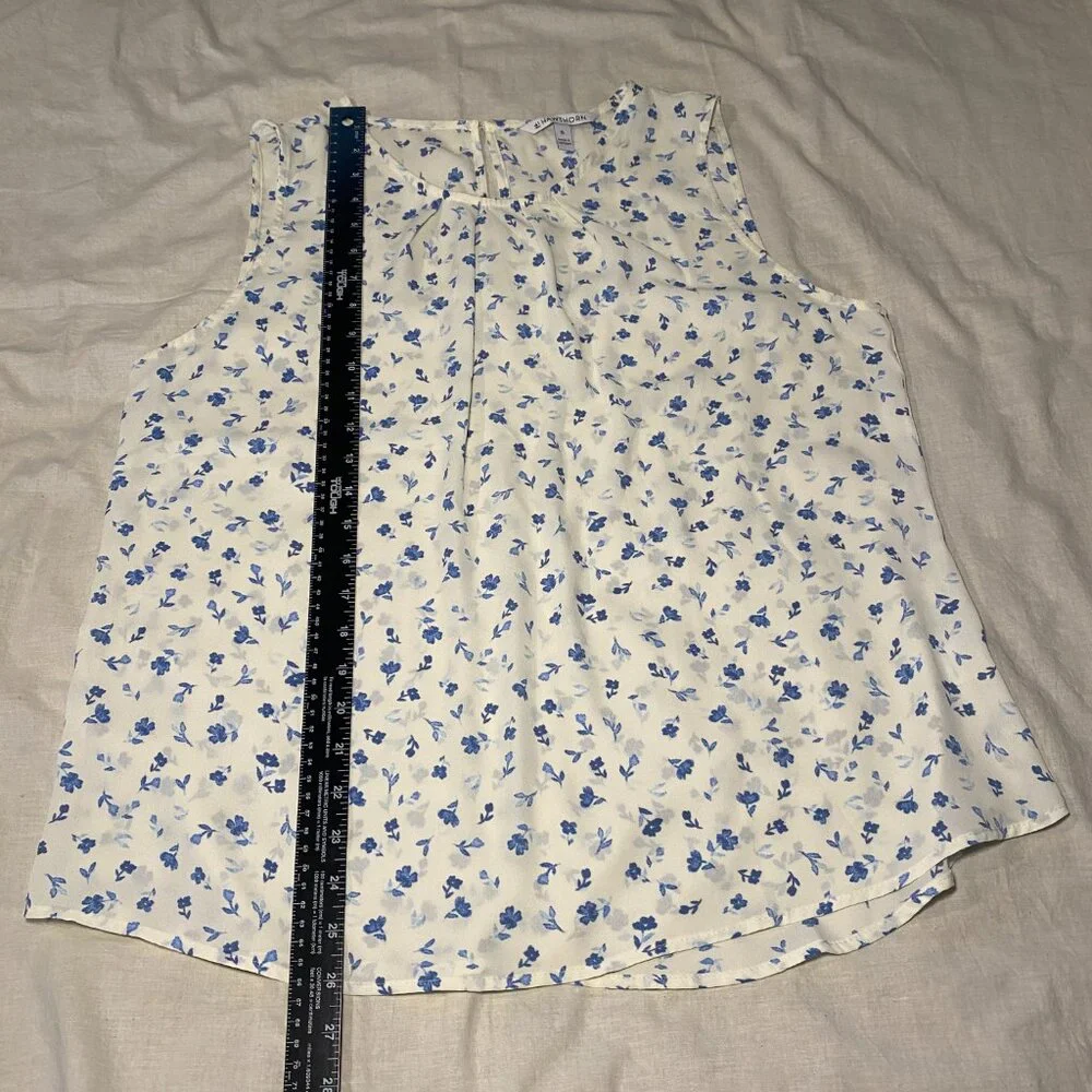 41 Hawthorn Lexie Pleated Blouse Womens XL White Blue Floral Flowy Career EUC - Picture 9 of 9